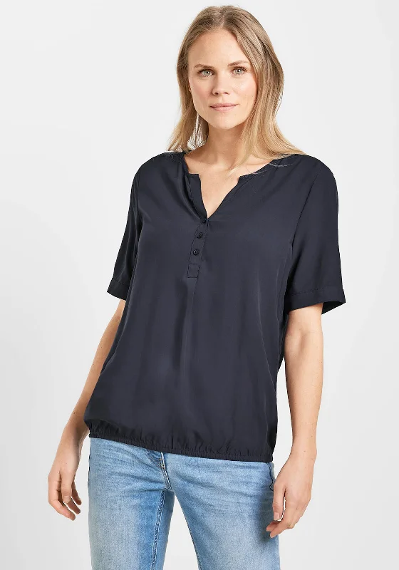 Cecil Button Front Blouse, Navy Office Formal Blouse