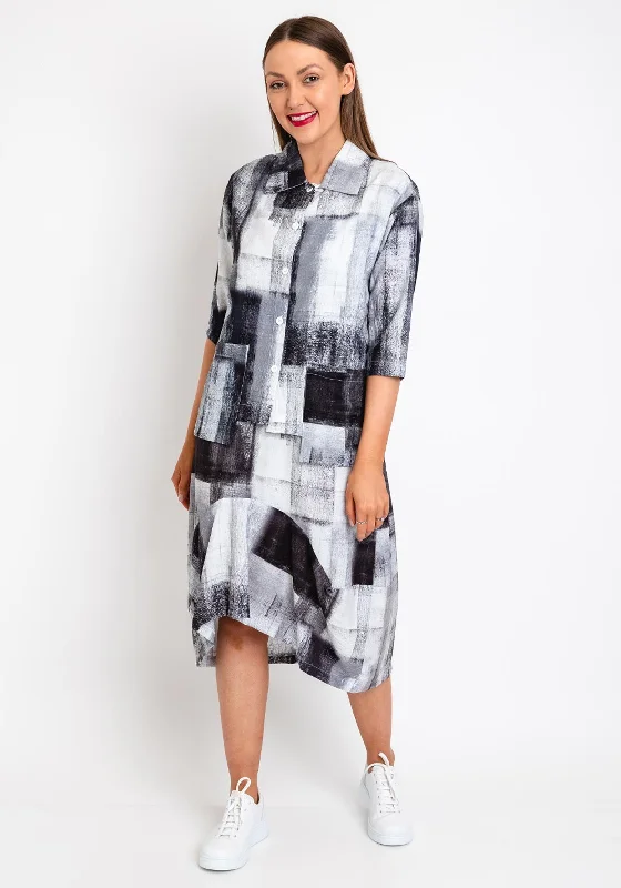 Naya Fade Print Oversized Blouse, Grey Classic Minimalist Blouse