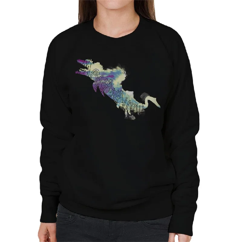 Jurassic Park Mosasaurus Sea Silhouette Women's Sweatshirt Hoodie with Tie-Dye Psychedelic Retro