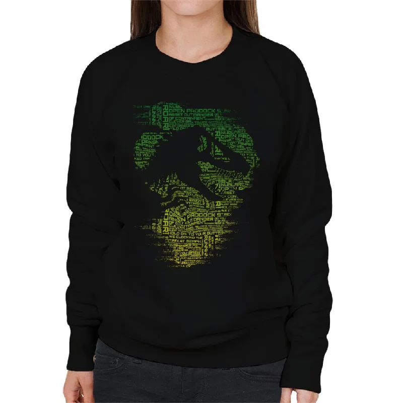 Jurassic Park T Rex Silhouette Asset Out Women's Sweatshirt Hoodie with Hem Fringe Bohemian Relaxed