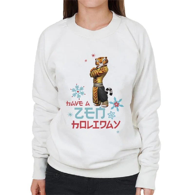 Kung Fu Panda Christmas Tigress Have A Zen Holiday Women's Sweatshirt Hoodie with Lining Warm Insulated