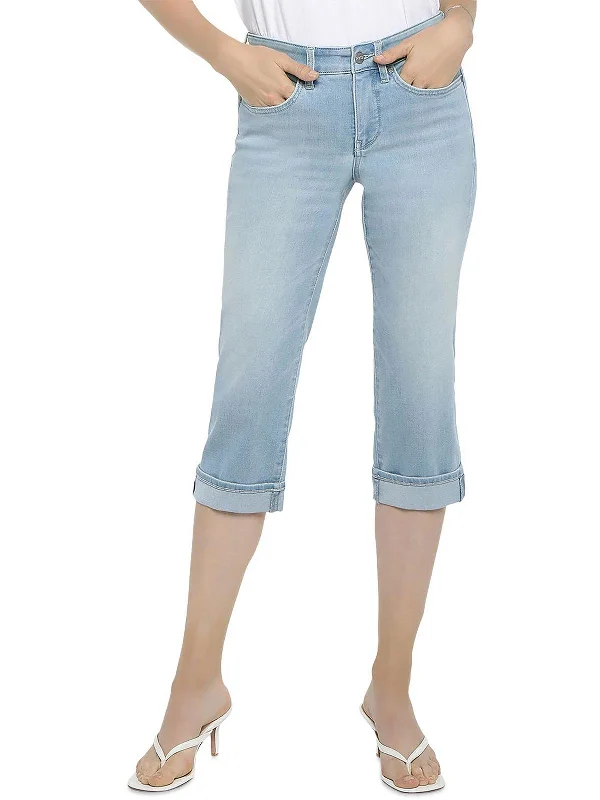 Petites Petite Marilyn Womens Cropped High Rise Straight Leg Jeans Comfortable Boyfriend Jeans