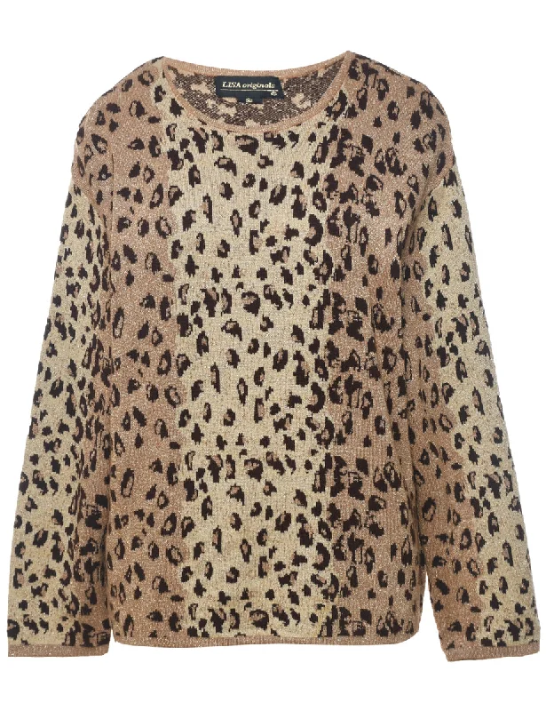 Leopard Pattern Jumper - XL Silk Blend Satin Velvet