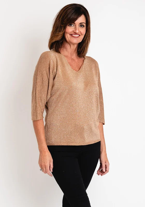 Serafina Collection One Size Fine Knit Sweater, Gold Transparent Opaque Sheer