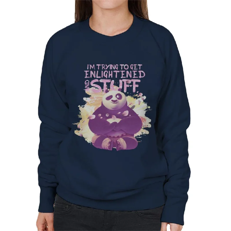 Kung Fu Panda Po Im Trying To Get Enlightened Women's Sweatshirt Hoodie with Longline Fit Extended Stylish