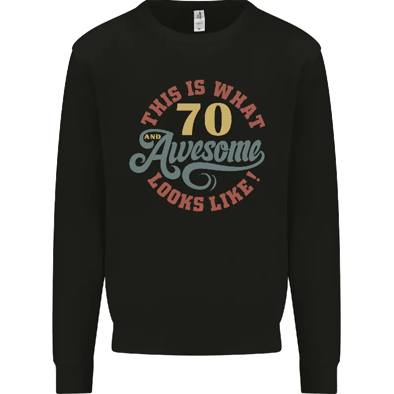 70th Birthday 70 Year Old Awesome Looks Like Mens Sweatshirt Jumper Hoodie with Slim Fit Tailored Modern