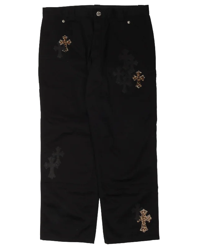 Double Knee Cross Patch Pants Casual Lounge Pants