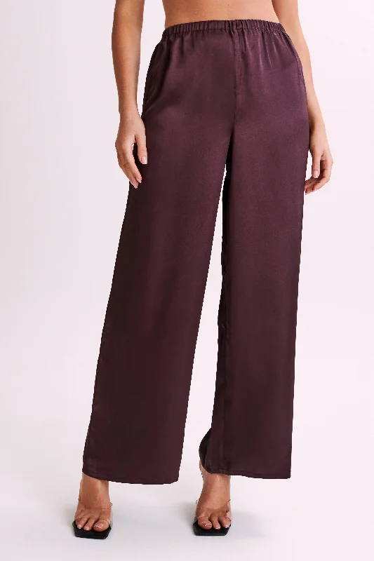 Marciela Satin Straight Leg Pant - Dark Chocolate Comfortable Maternity Pants