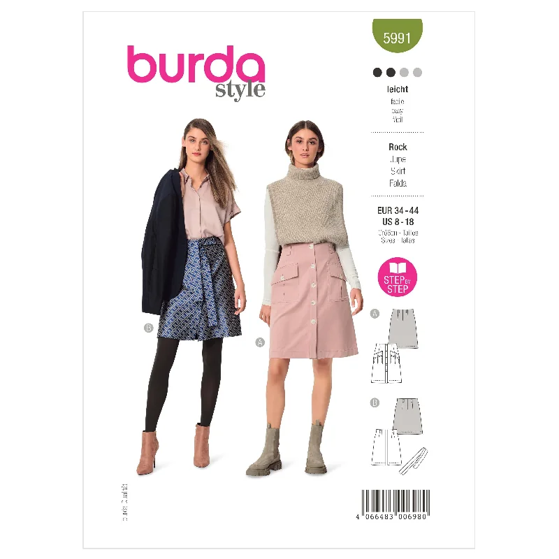 Burda Pattern 5991 Misses' Skirt/Pants Fashionable Tapered Leg Pants