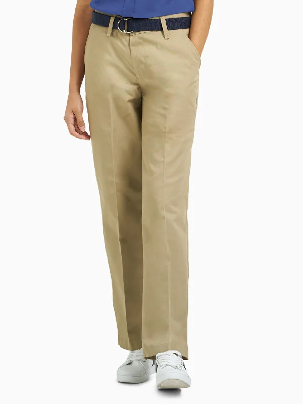 Ladies' High-Quality Work Pant - Khaki Stylish Paperbag Waist Pants