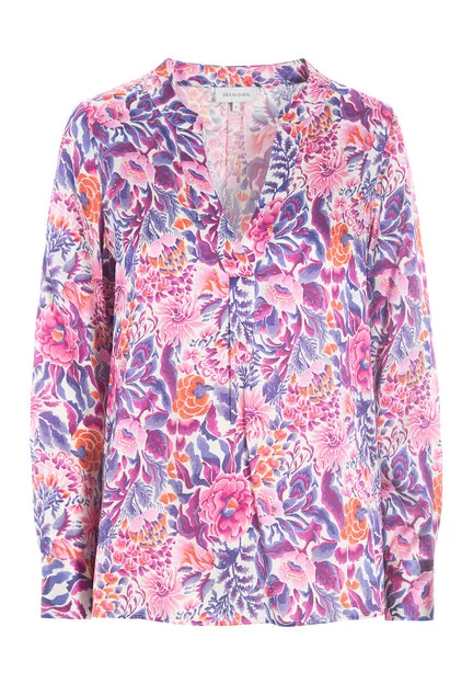 Floral Print Tunic Blouse Backless Summer Blouse