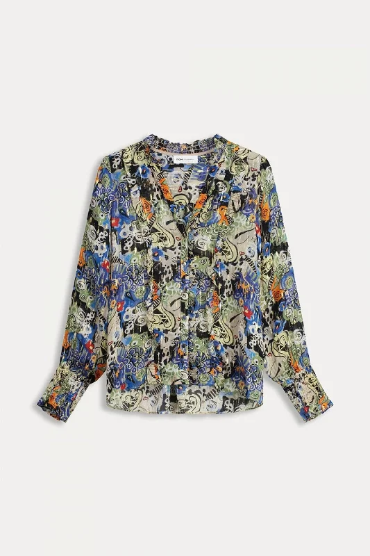 Gleaming Glory Blouse Pleated Collar Blouse