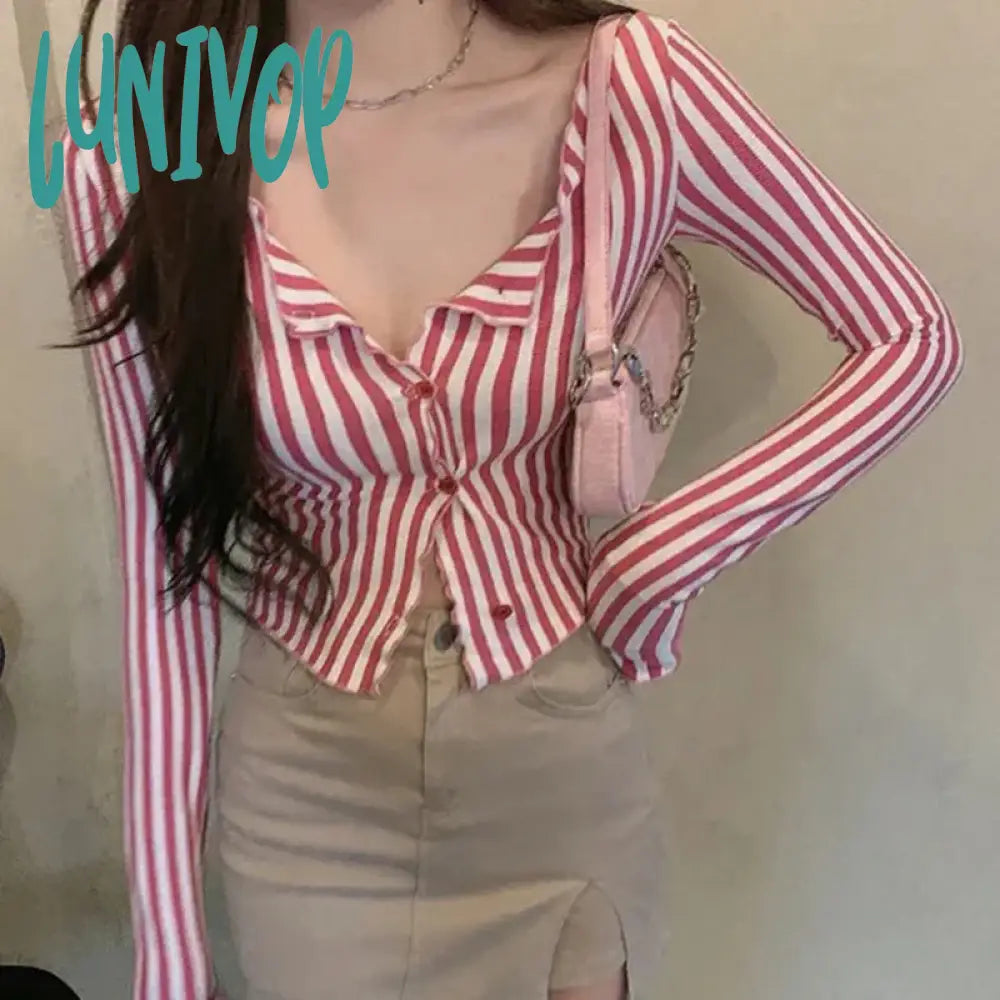 Lunivop Vintage Striped Shirts Women Y2K Tunic Slim Crop Tops Streetwear Korean Harajuku Long Sleeve Skinny Casual Blouses New Everyday Stylish Blouse Lunivop Vintage Striped Shirts Women Y2K Tunic Slim Crop Tops Streetwear Korean Harajuku Long Sleeve Skinny Casual Blouses New Everyday Stylish Blouse
