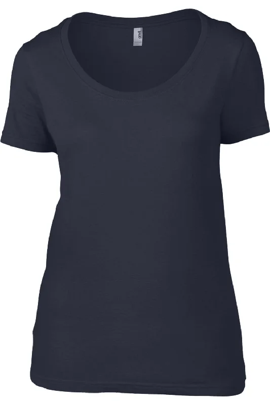 Anvil Women´s Featherweight Scoopneck T-Shirt Seamless Knitted Crochet
