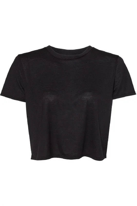 BELLA + CANVAS Womens Flowy Crop Tee Denim Fabric Leather Fabric Suede Fabric