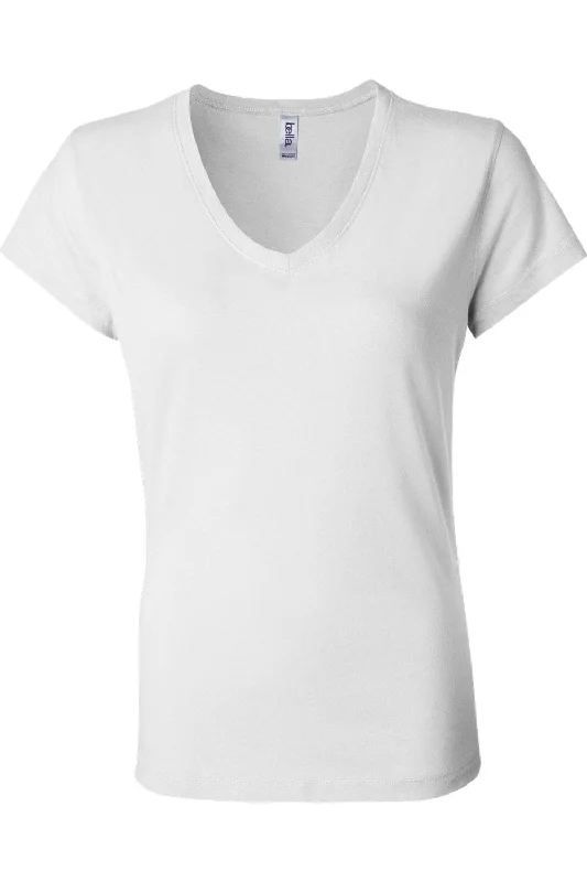 BELLA + CANVAS Womens Jersey V-Neck Tee Print Jacquard Patchwork