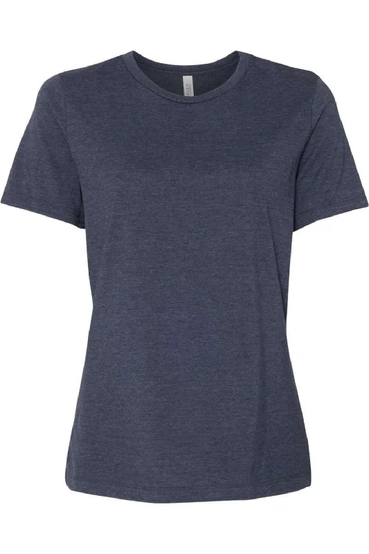 BELLA + CANVAS Womens Relaxed Fit Heather CVC Tee Collared Crew Neck Turtle Neck
