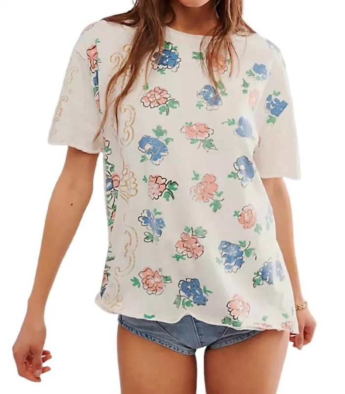 Boheme Tee In Ivory Combo Elasticated Padded Insulated