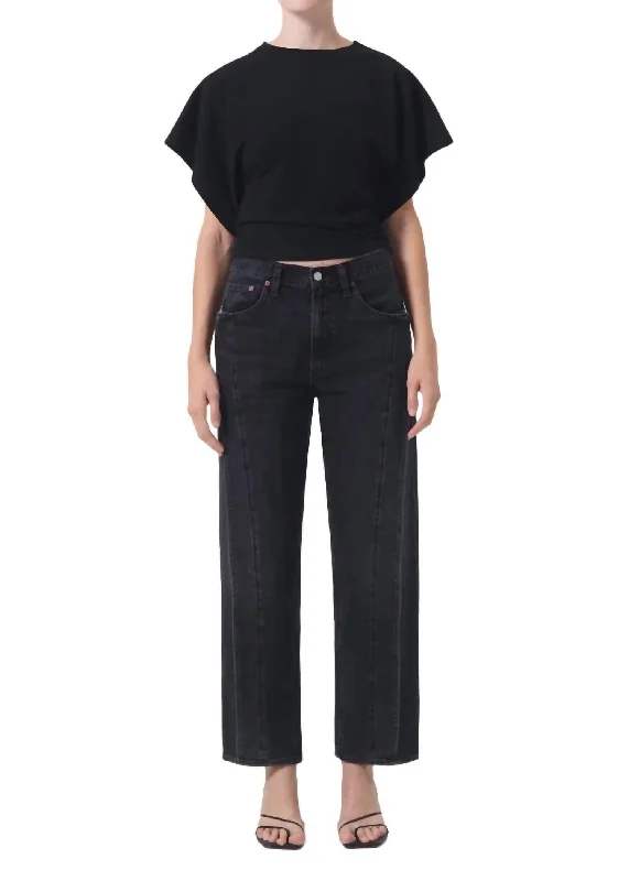 Britt Tee In Black Mesh Blend Leather Blend Suede Blend
