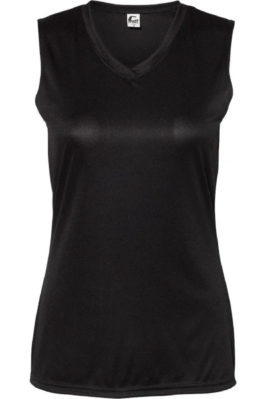 C2 Sport Women´s Sleeveless V-Neck T-Shirt Sequined Glittery Shiny