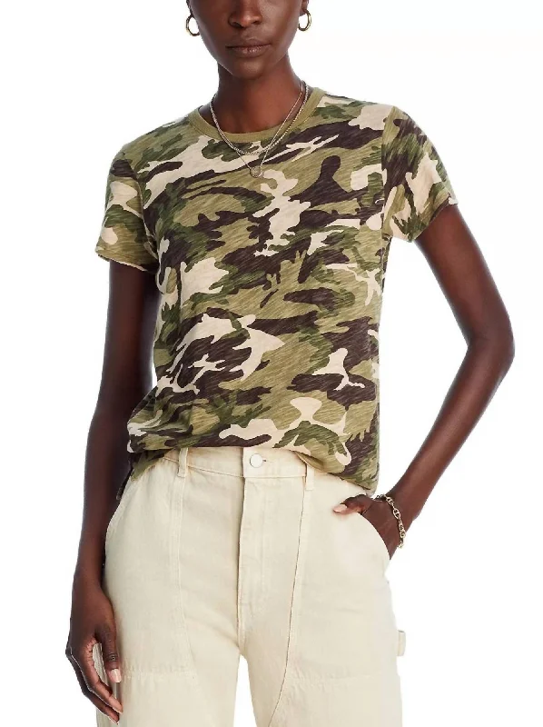 Cotton Camouflage Tee In Green Machine Wash Dry Clean Hand Wash
