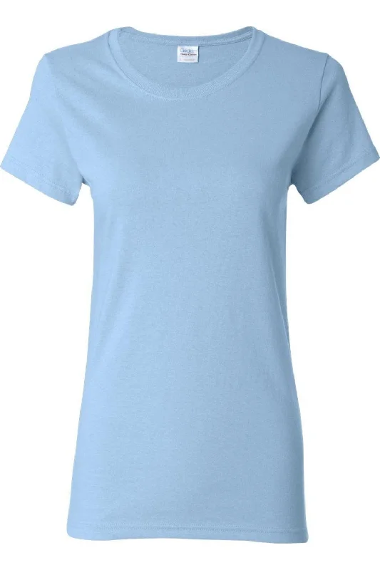 Gildan Heavy Cotton Womens T-Shirt Notch Collar Peter Pan Collar Cowl Neck