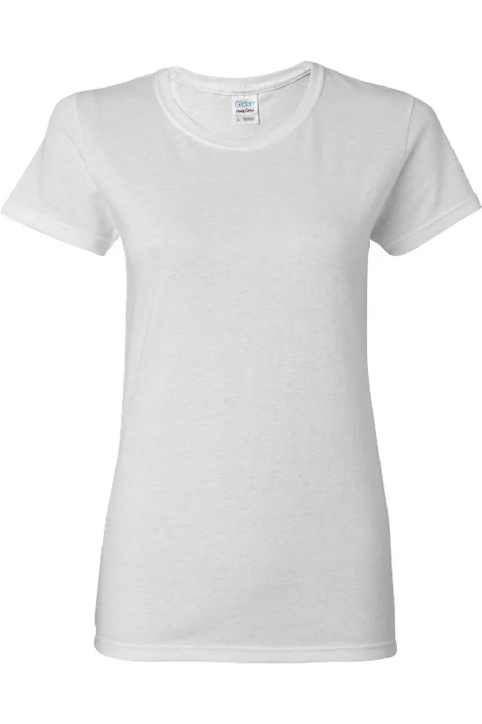 Gildan Heavy Cotton Womens T-Shirt Collared Crew Neck Turtle Neck