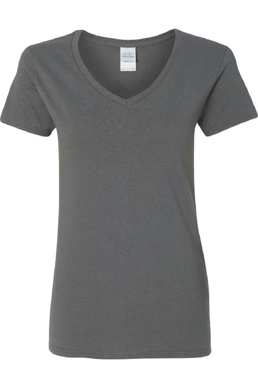 Gildan Heavy Cotton Womens V-Neck T-Shirt Fashionable Trendy Casual