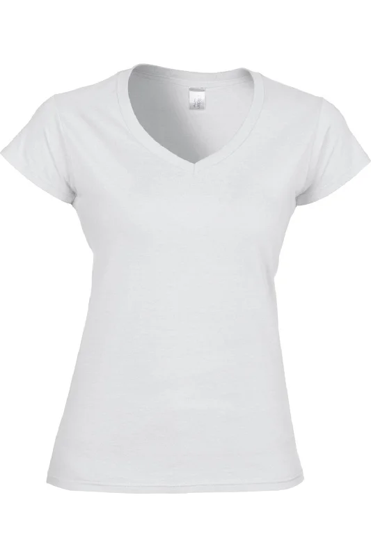 Gildan Ladies Soft Style Short Sleeve V-Neck T-Shirt Notch Collar Peter Pan Collar Cowl Neck