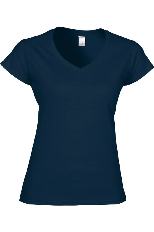 Gildan Ladies Soft Style Short Sleeve V-Neck T-Shirt Fleece Nylon Spandex
