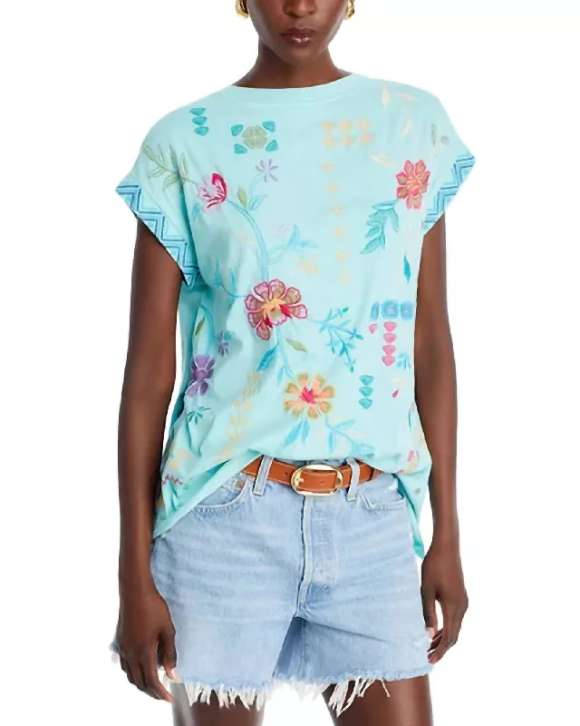 Katie Relaxed Tee In Marine Blue Layered Multi-layer Single Layer