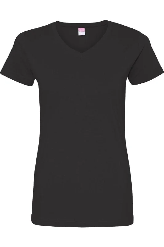 LAT Women´s V-Neck Fine Jersey Tee Welt Pockets Slit Pockets
