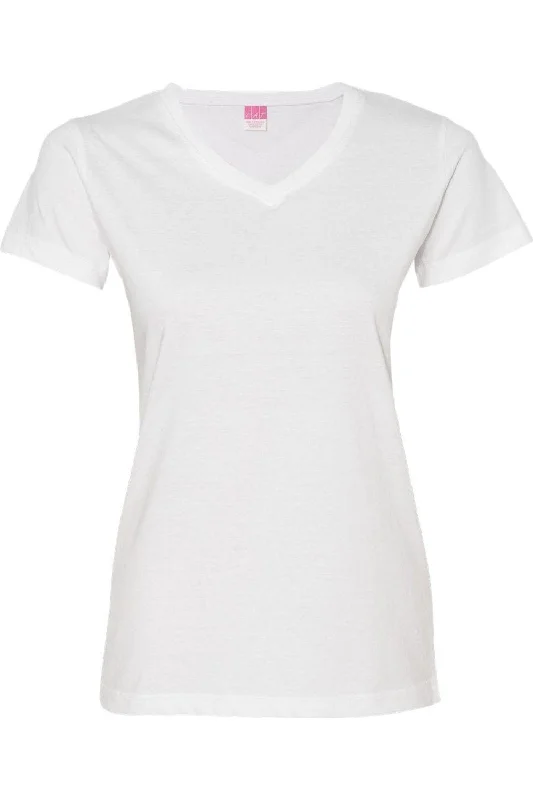 LAT Women´s V-Neck Fine Jersey Tee Print Jacquard Patchwork