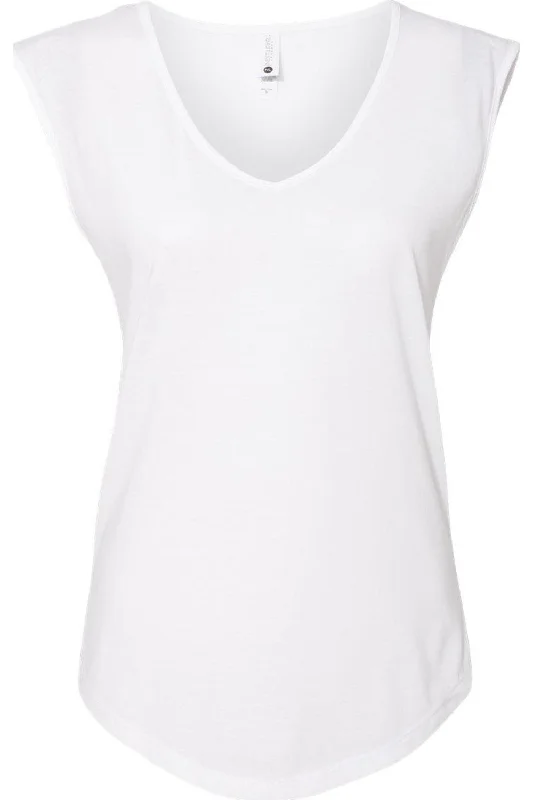 Next Level Women´s Festival Sleeveless Deep V-Neck T-Shirt Solid Color Striped Floral