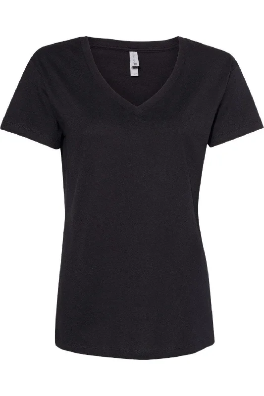 Next Level Womens Cotton V-Neck T-Shirt Welt Pockets Slit Pockets