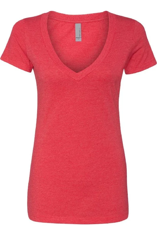 Next Level Womens CVC Deep V-Neck T-Shirt Polka Dot Checkered Tartan