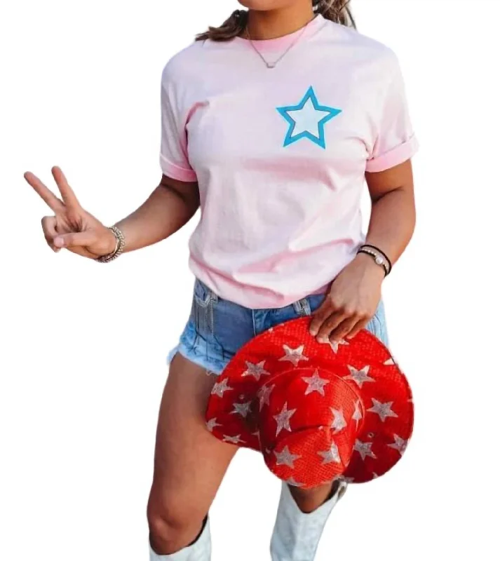 Oh My Stars Tee In Bubble Gum Pink Hooded Caped Shawl Collar