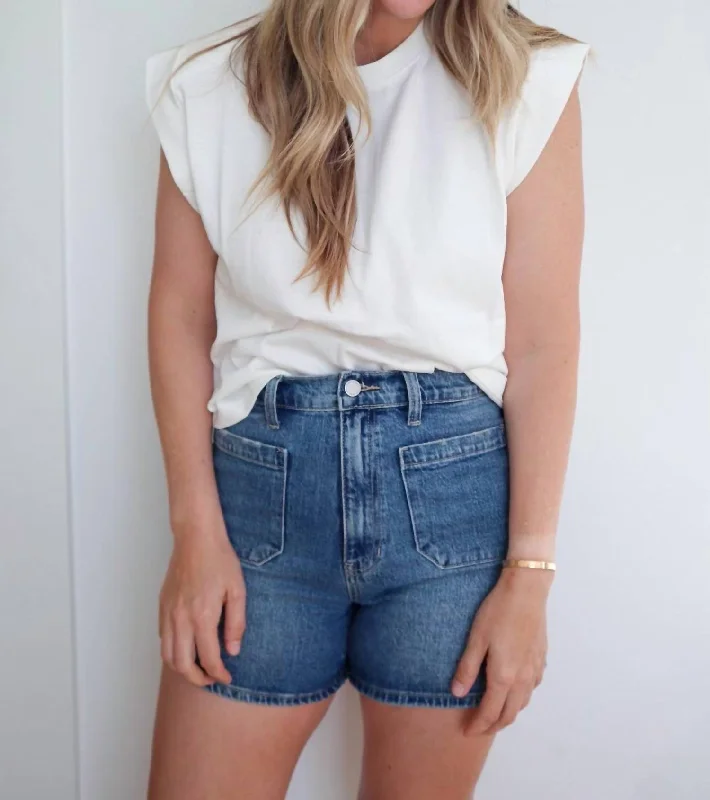 Rebecca Solid Ribbed Cotton Tee In White Rayon Velvet Corduroy