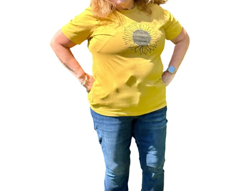 Susanna Sunflower T-Shirt In Yellow Cashmere Blend Cotton Blend Poly Blend