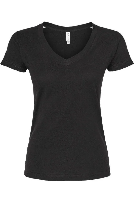 Tultex Women´s Slim Fit Fine Jersey V-Neck T-Shirt Seamless Knitted Crochet