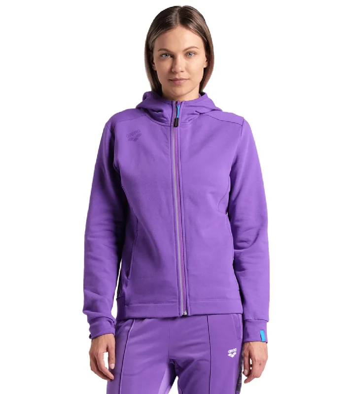 Arena Women's Team Panel Front Zipped Hooded Jacket Violet Chenille Blend Fleece Blend Nylon Blend Arena Women's Team Panel Front Zipped Hooded Jacket Violet Chenille Blend Fleece Blend Nylon Blend