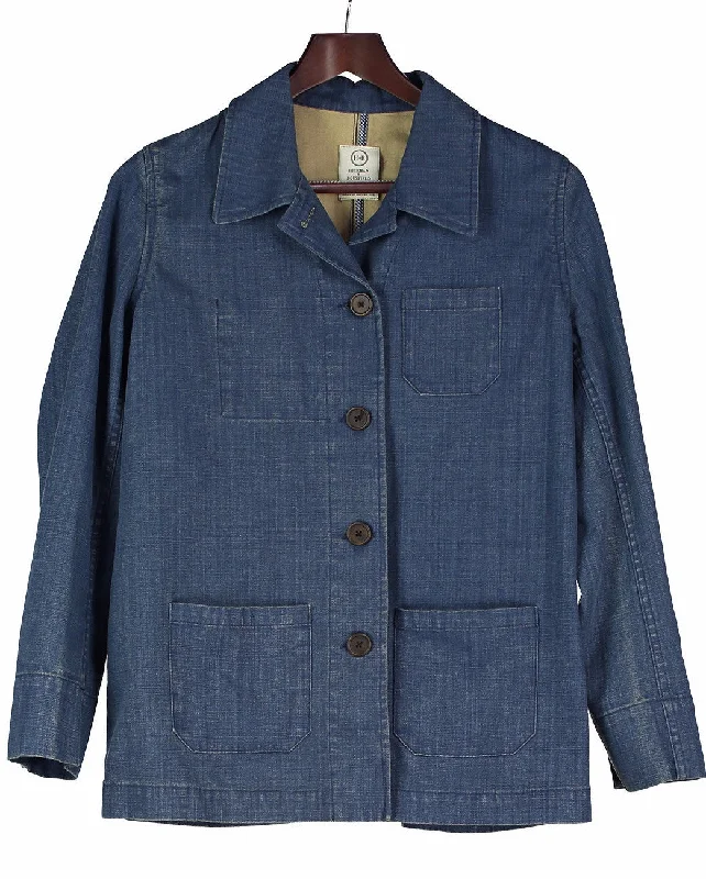 Denim BUSH JACKET Hooded Caped Shawl Collar