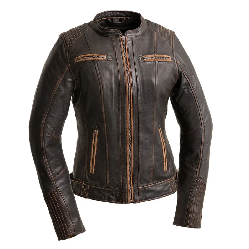 Electra - Women's Motorcycle Leather Jacket Casual Formal Business
