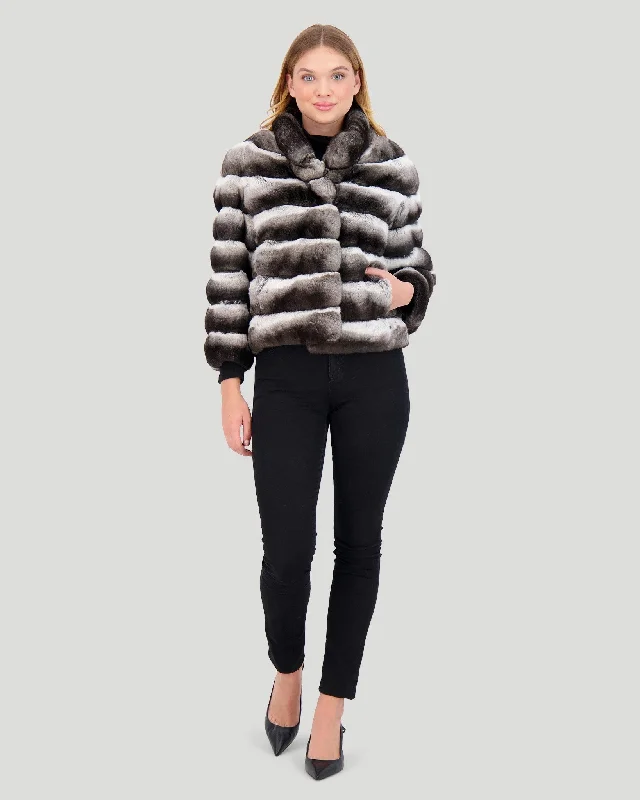 Horizontal Chinchilla Jacket, 3/4 Sleeves Anti-Shrink Durable Soft