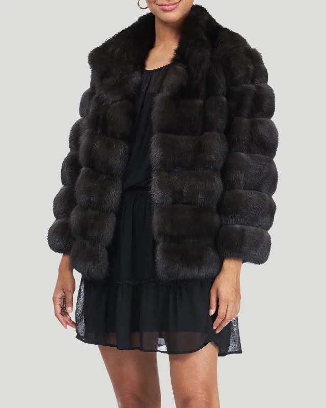 Horizontal Russian Sable Jacket Print Jacquard Patchwork
