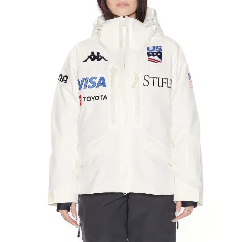 6Cento 604T US Ski Jacket - White Satin Blend Silk Blend Wool Blend