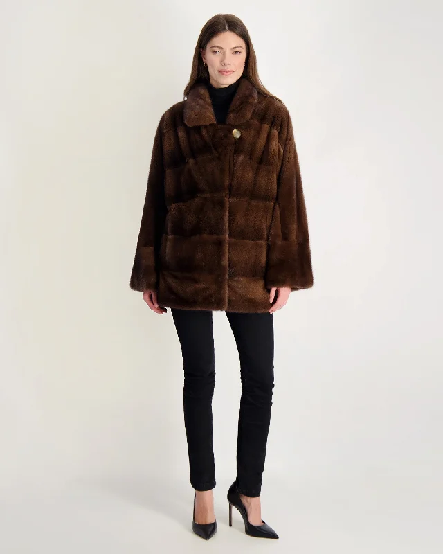 Mink Jacket Denim Fabric Leather Fabric Suede Fabric
