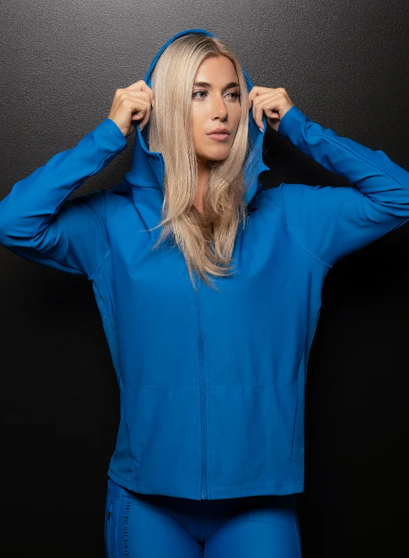 NAVARAH JACKET - BLUE Silk Blend Satin Velvet
