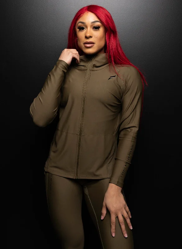 NAVARAH JACKET - OLIVE Collared Crew Neck Turtle Neck