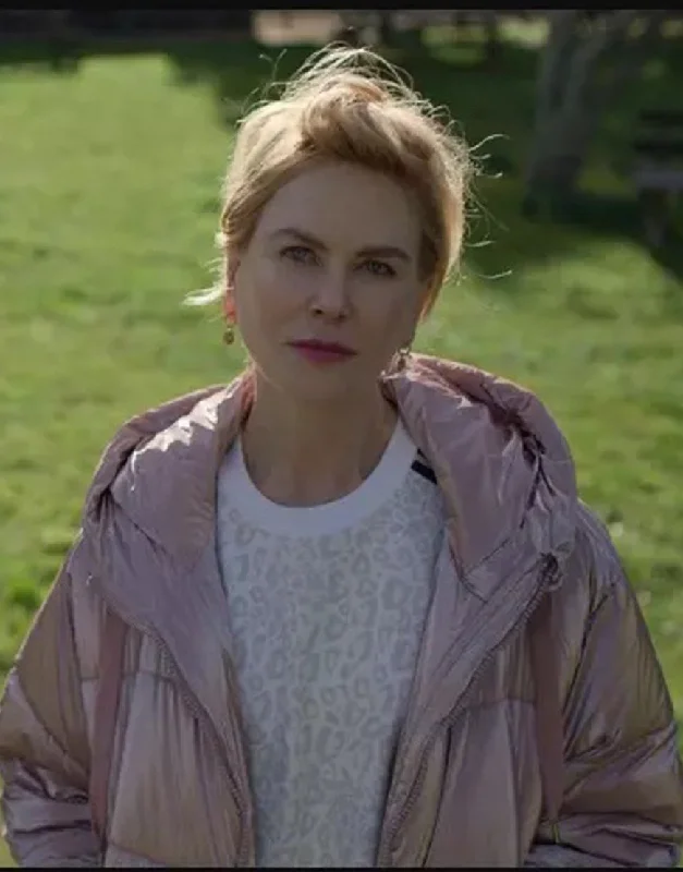 Roar 2022 Nicole Kidman Pink Puffer Jacket Welt Pockets Slit Pockets Flap Pockets